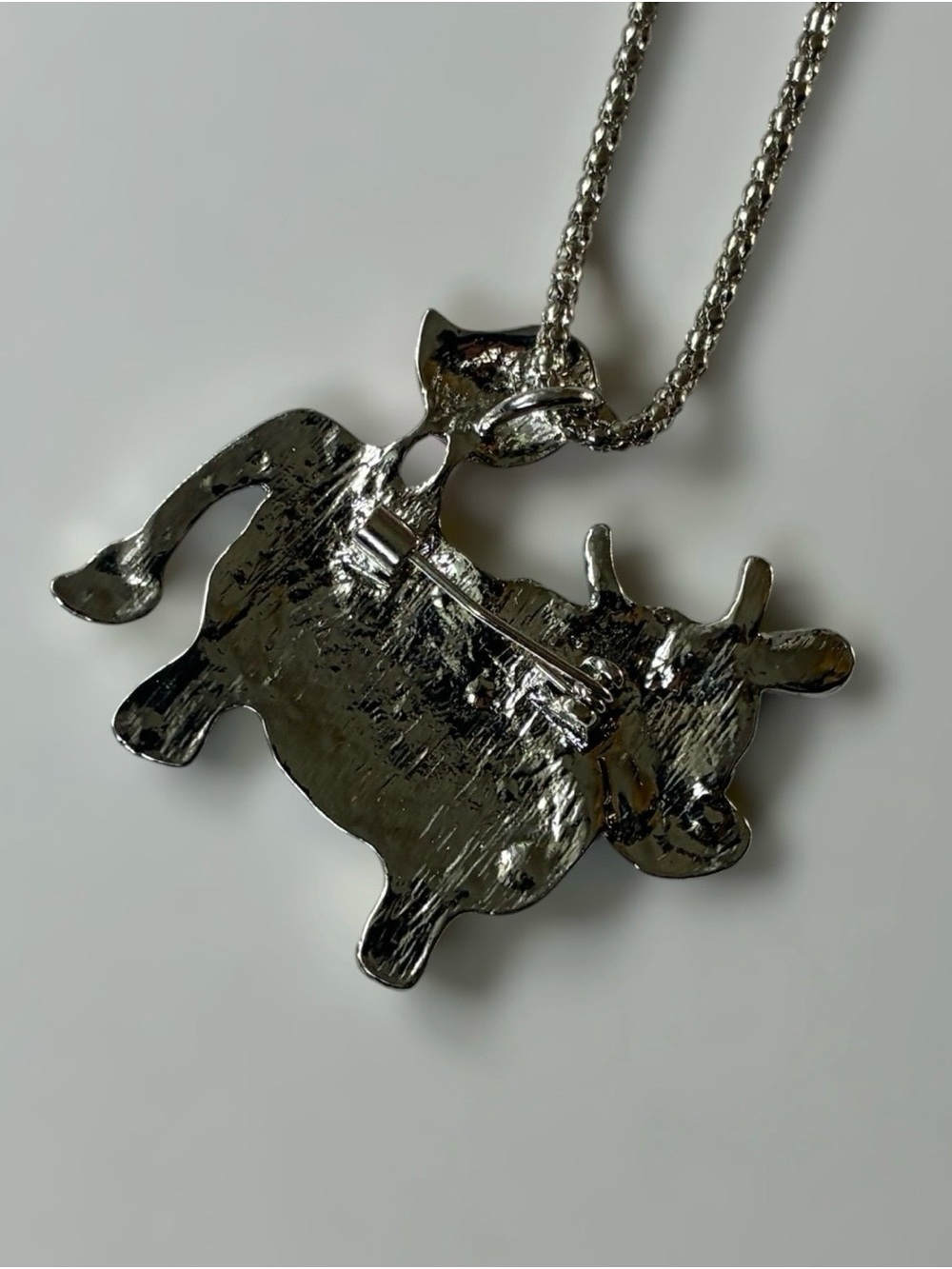 Betsey Johnson Cow & Bird Necklace Brooch Pin - Picture 10 of 12